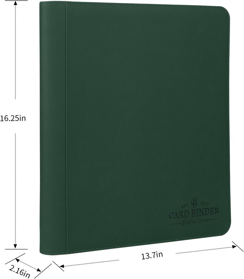 CARDBINDER Toploader Binder,Toploader Hard Cases, 9-Pocket Pages Sleeves Hold up 288 Cards.Toploader Card Binder with Sleeves for “3×4” rigid，Card Holder(Blackish Green) - Image 2